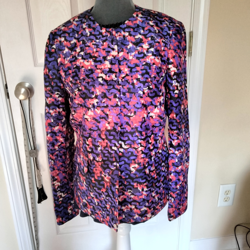 Evan Picone Red and Blue Abstract Blazer